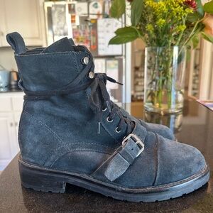 All Saints Donita Suede Combat Boots (black)